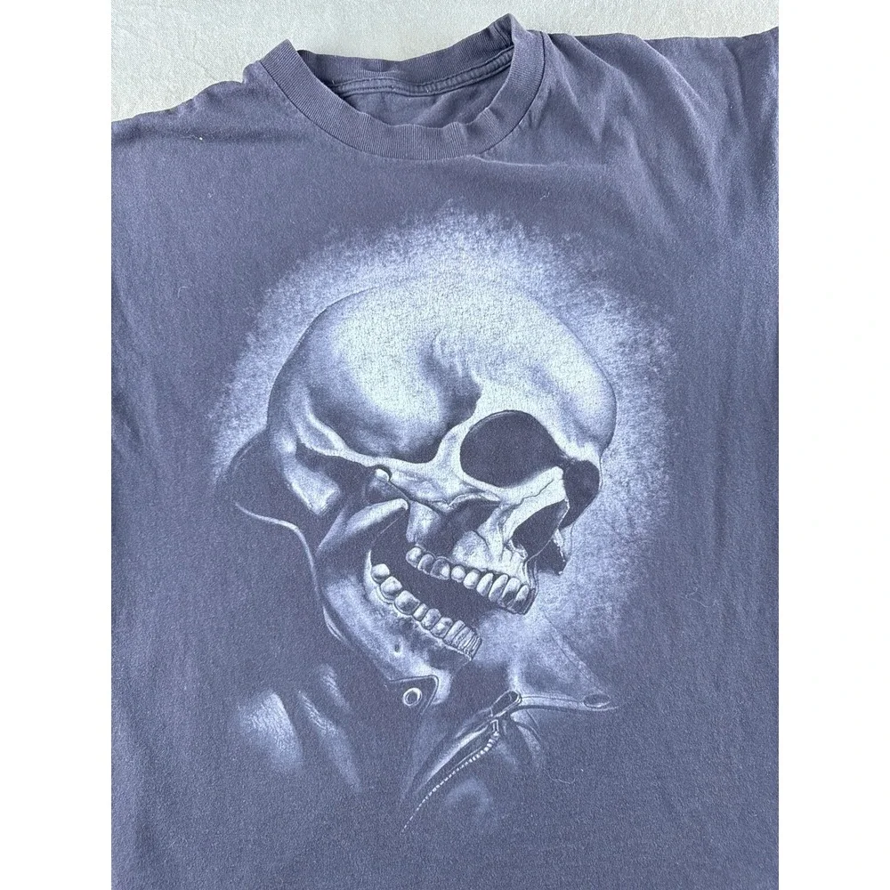 Vintage Ghost Rider Skull T Shirt Marvel Mad Engine Biker XL Faded Black